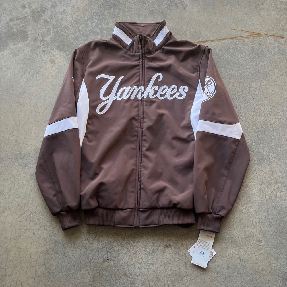 Majestic New York Yankees Track Jacket Mens Large Tall Brown Full Zip Fleece NWT